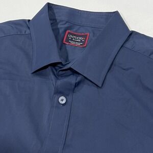 UNTUCKit Men Navy Blue Gironde‎ Button Up Short Performance Sleeve Nylon Size XL